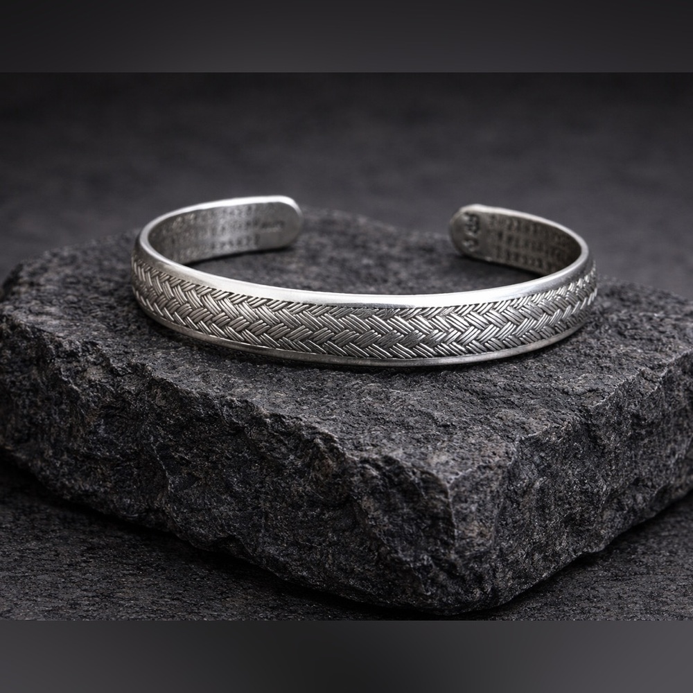 Sterling Silver Open bangle unisex basket bracelet